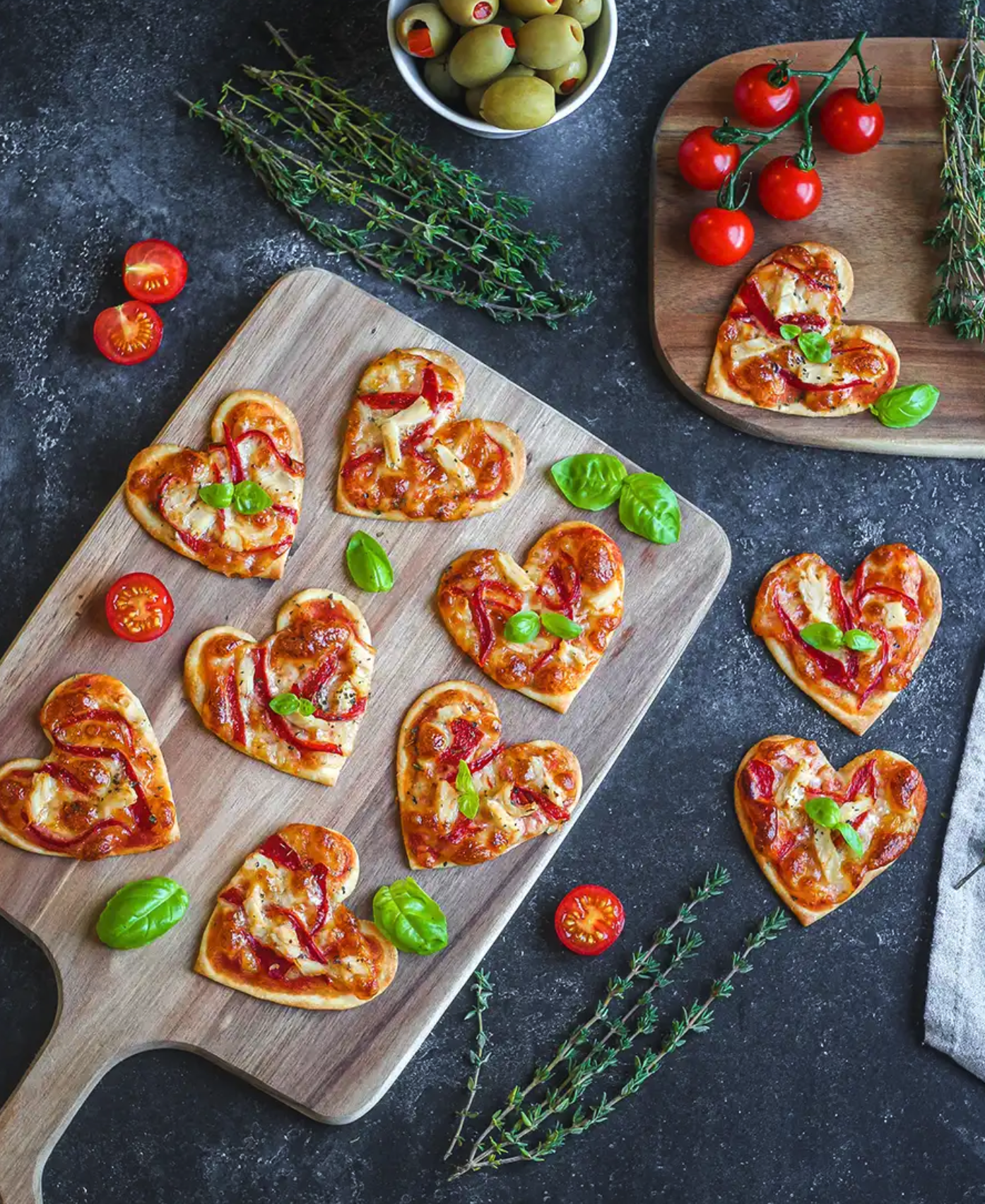Mini pizzas poivrons et poulet au curry