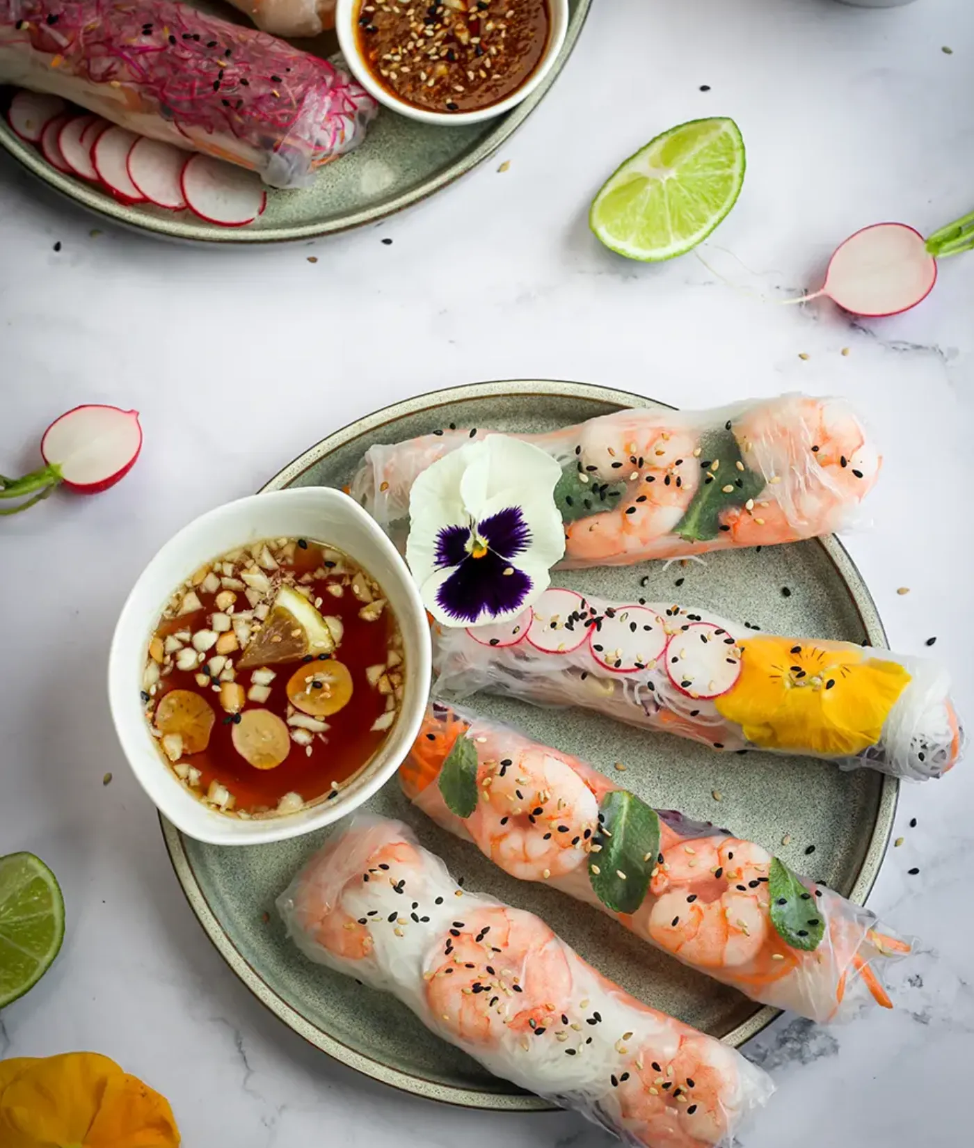 Rouleaux de printemps crevettes et crudités