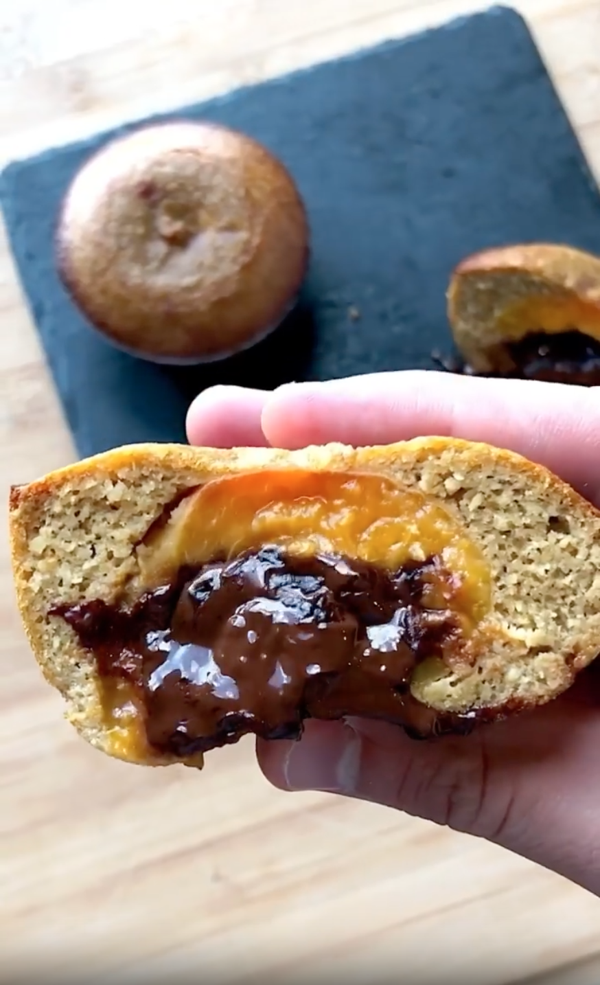 Madeleine au cœur coulant chocolat et abricot