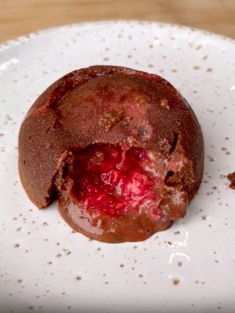 Fondant au chocolat et à la framboise