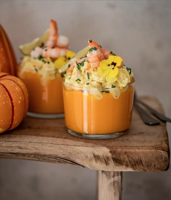 Verrines effrayantes de potimarron & crevettes