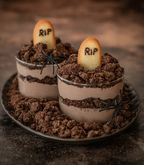 Verrines cimetière au chocolat