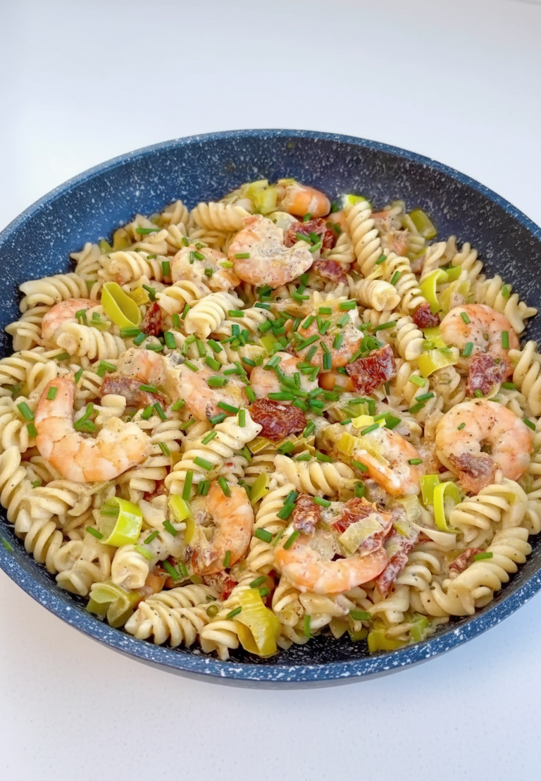 Pâtes crevettes en sauce